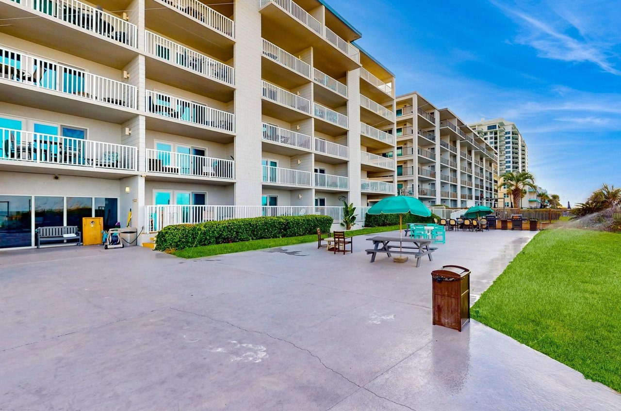 The patio with grills in Panama City Beach, Florida
