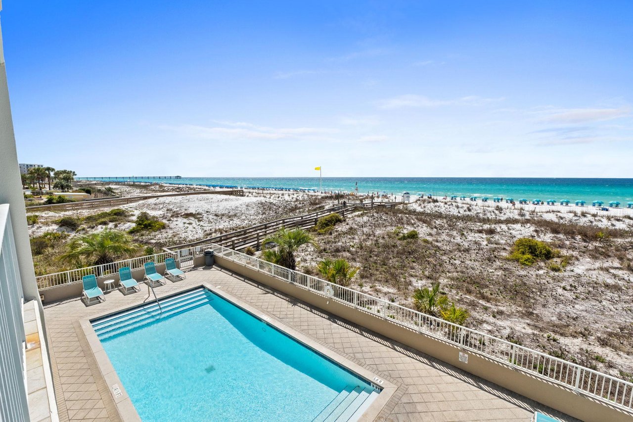 View of one of the 2 pools located on the property.
