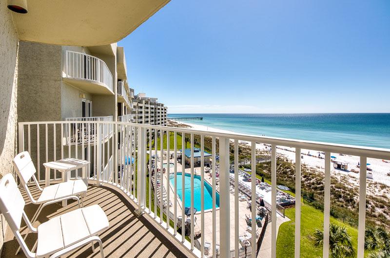 Balcony view of beach at Moonspinner in Panama City Beach FL
