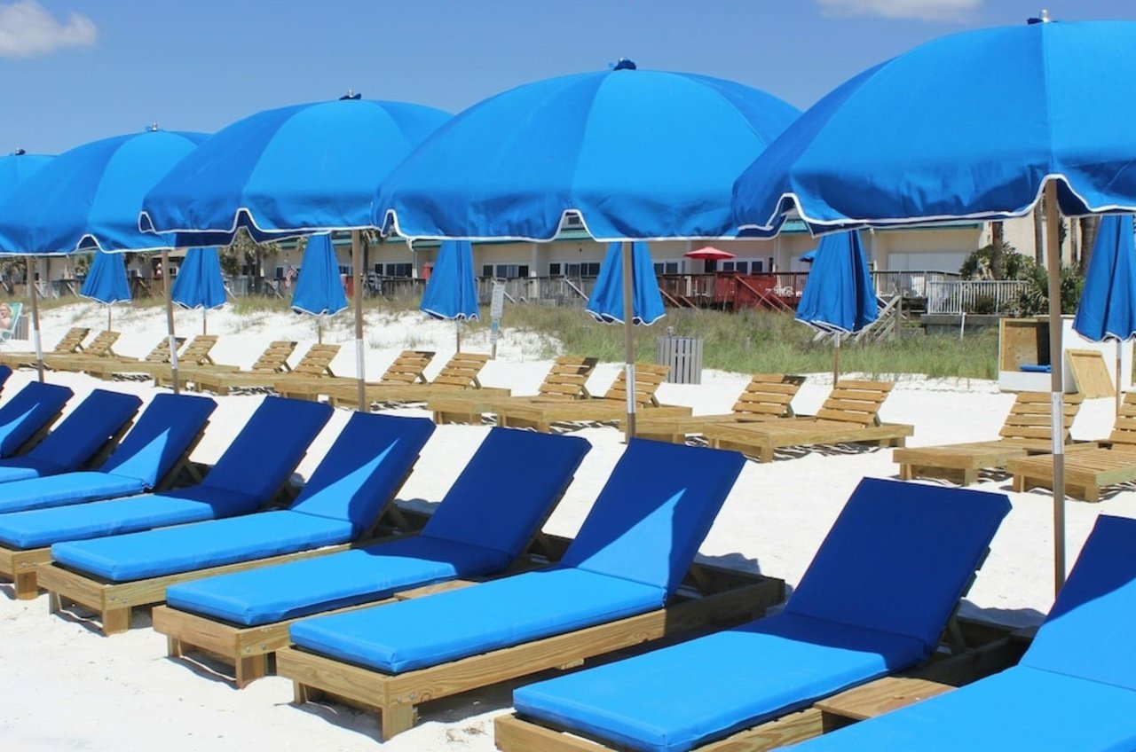 Lounge chairs on the beach