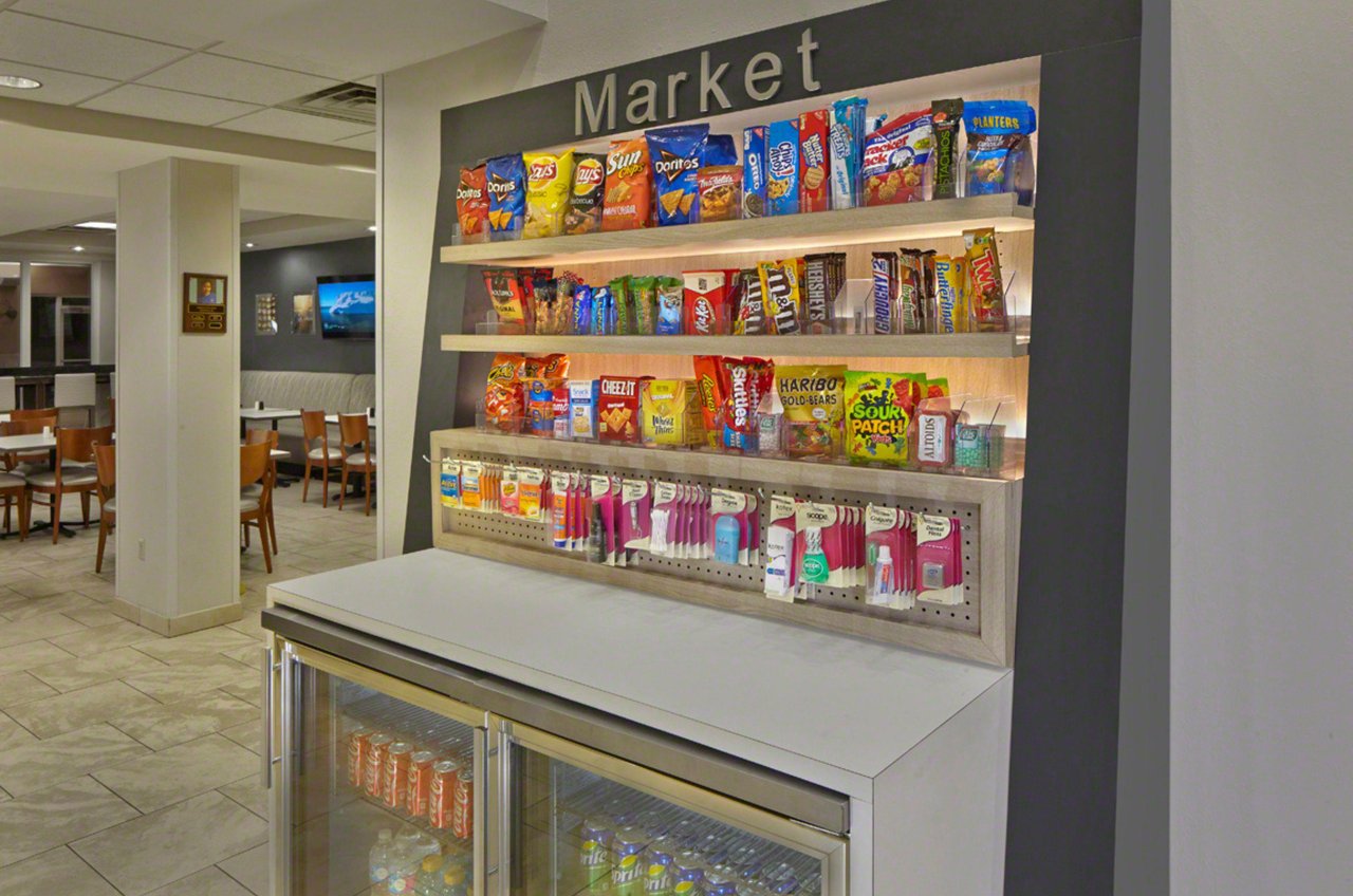 A convenient snack bar with basic toiletries near the front desk is available to guests