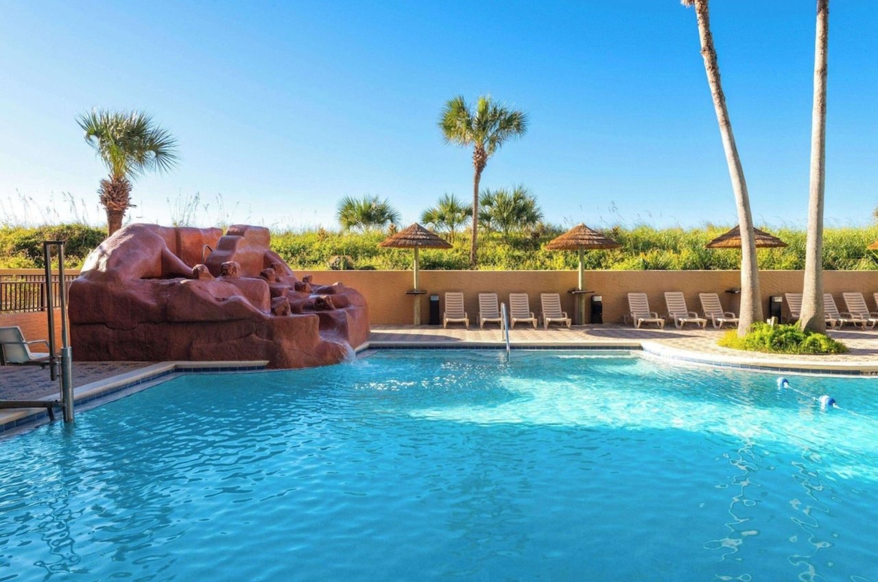 One of two outdoor swimming pools