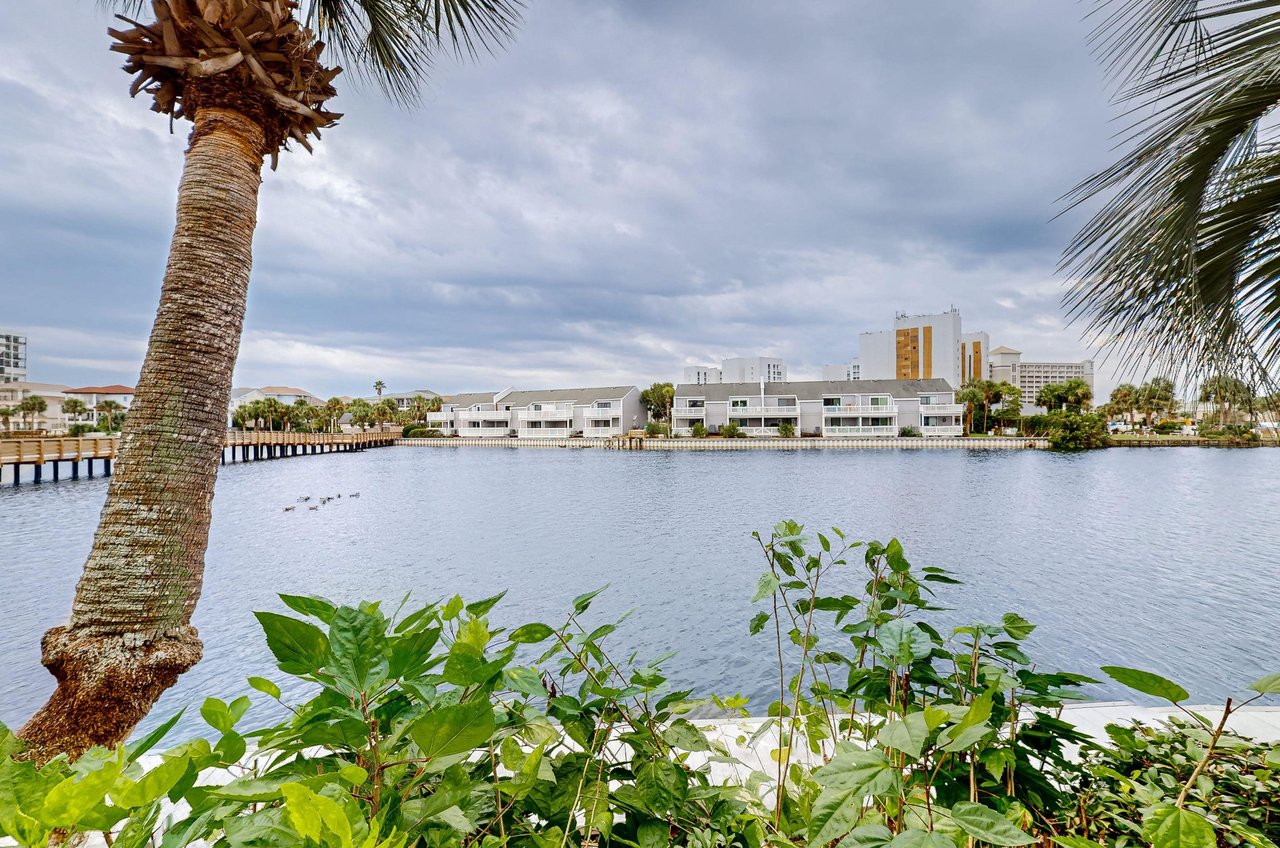 A bridge across a community lake