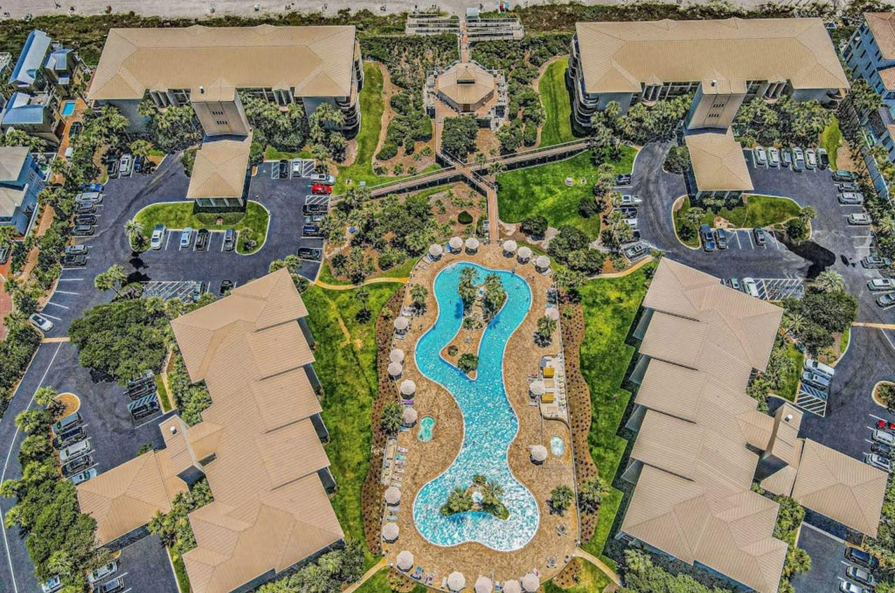 Overhead view of the gorunds at High Pointe Resort in Seacrest Beach, Florida