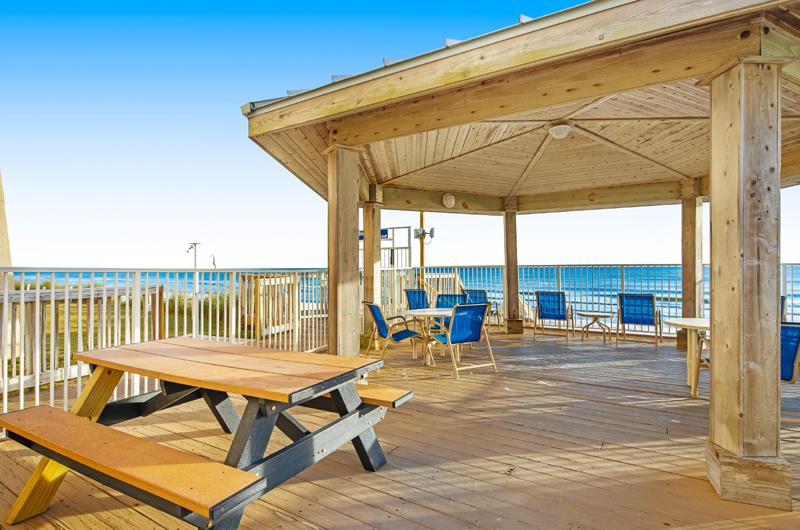 Beachfront gazebo with shade at Beach House Condos Destin