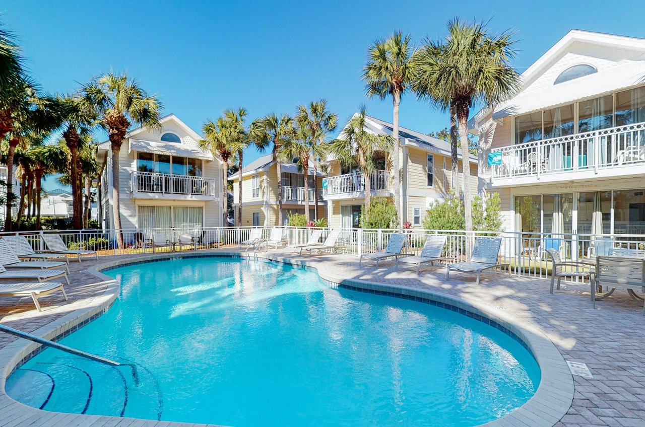 The fencedin pool is convenient to cottages