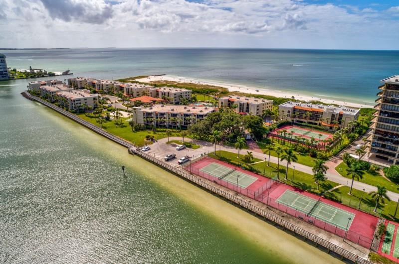 Lands End Condos Aerial Tennis Court View