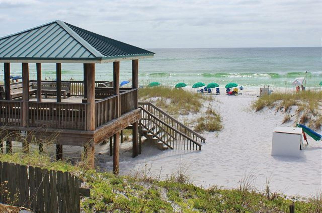 The complexs gazebo alongside the beach.