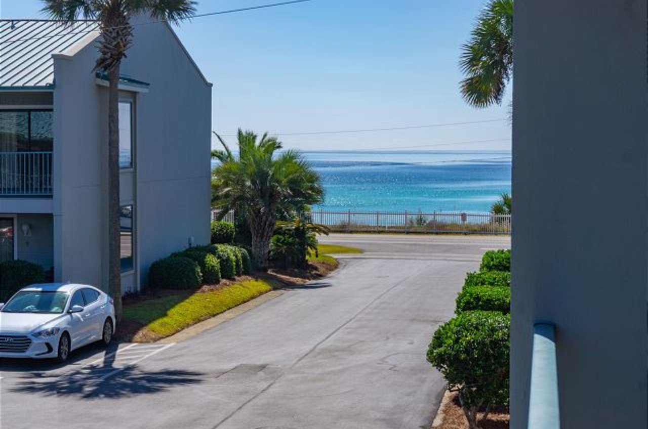 A beautiful view of the Gulf from the complex parking lot.