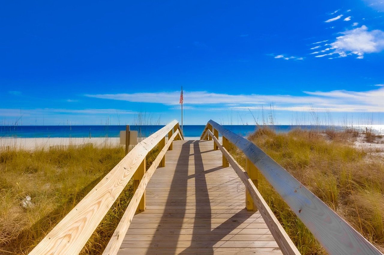The boardwalk leading to the beach