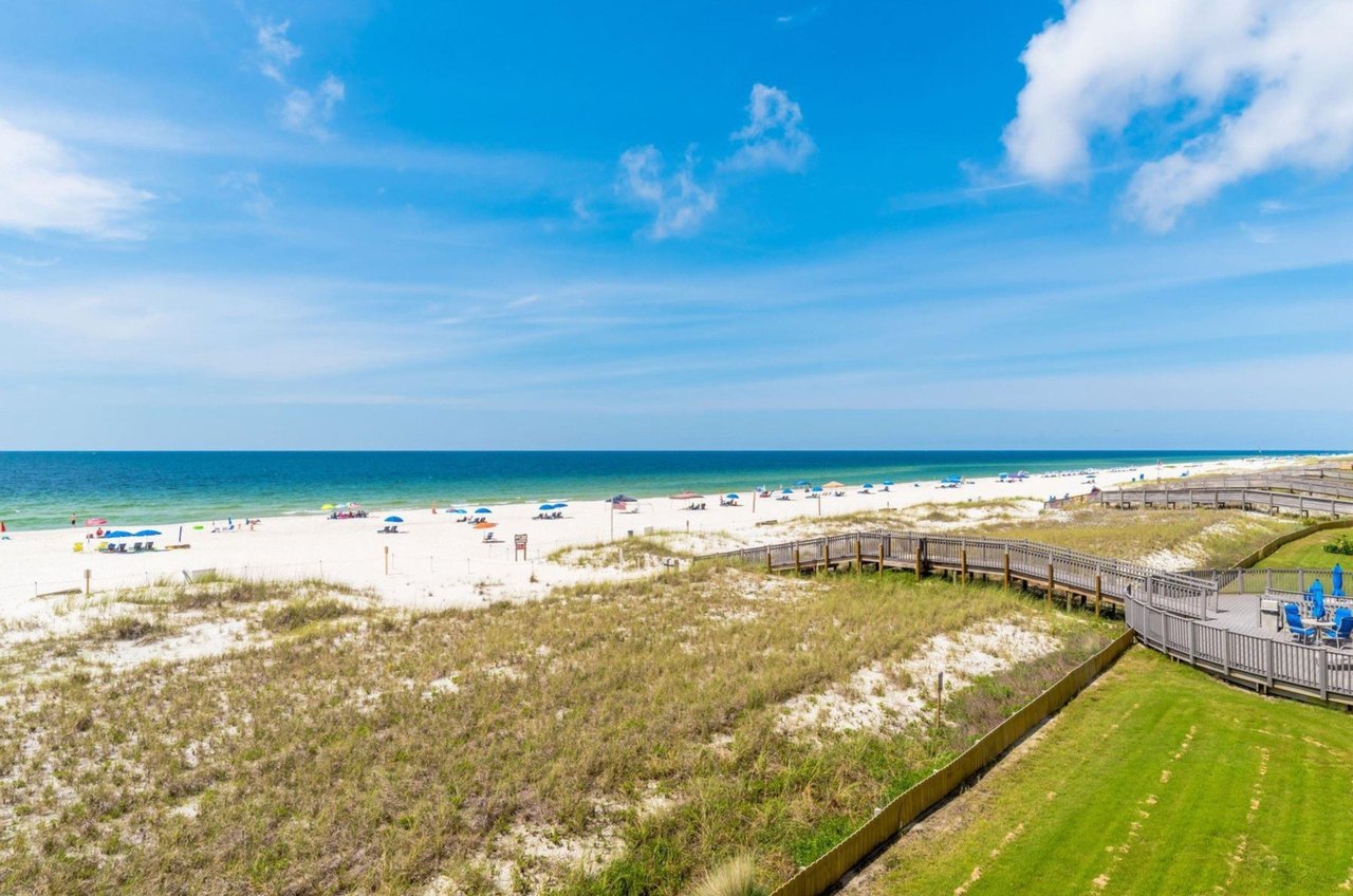 View from a balcony of the private beach in front of Perdido Towers