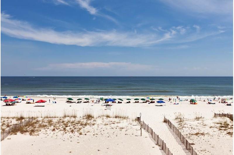 Lovely view of the beach from you balcony at Tropic Isle in Gulf Shores Alabama