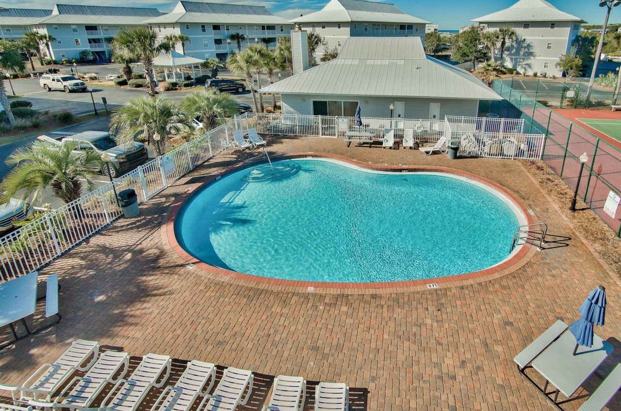 One of the outdoor pools and pool deck at Beachside Villas in Seagrove Beach Florida