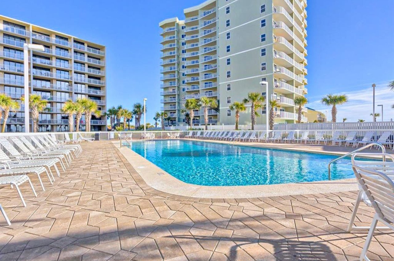 One of two outdoor swimming pools at Seaside Beach and Racquet Club in Orange Beach Alabama