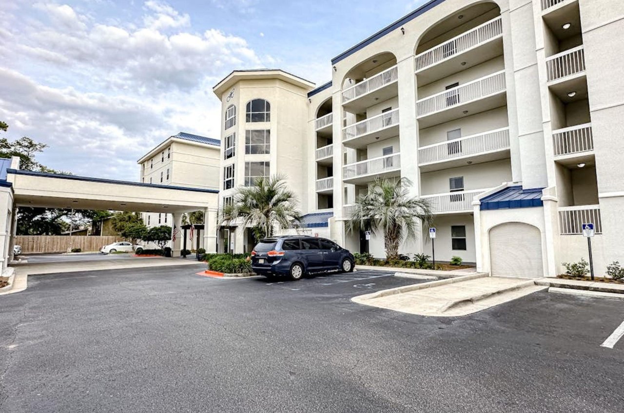 View from the parking lot of Harbor Cove in Orange Beach Alabama