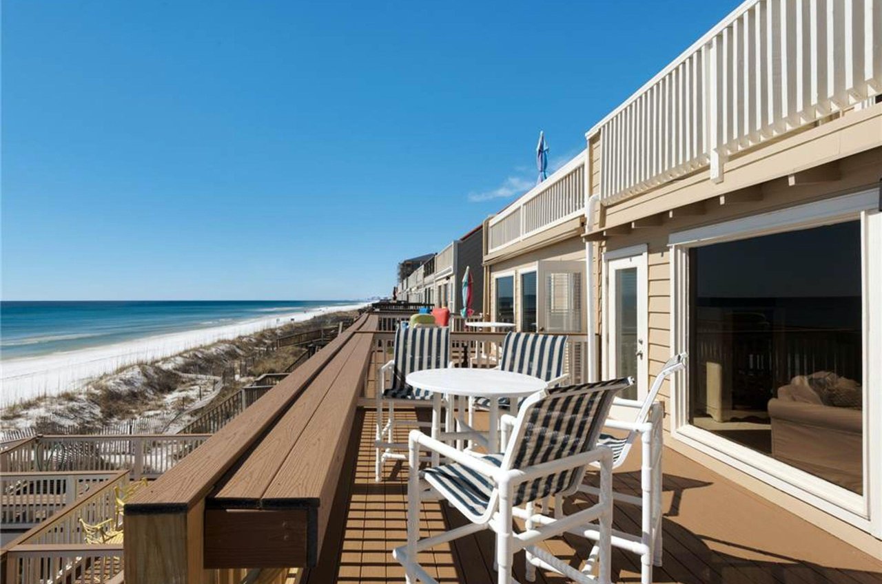 The townhouse decks look out over  and have stairs from them leading to  the beach