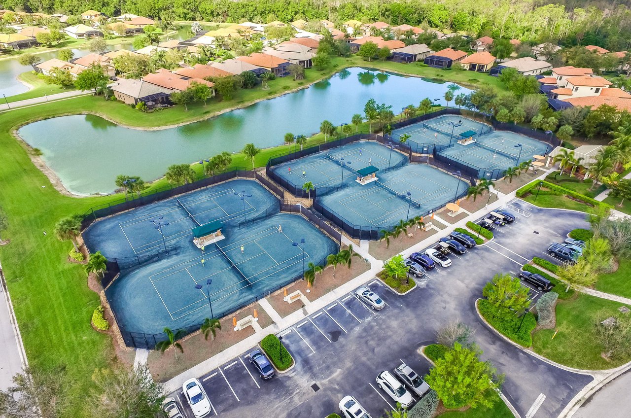 Community tennis courts are one of the amenities in this condo community.