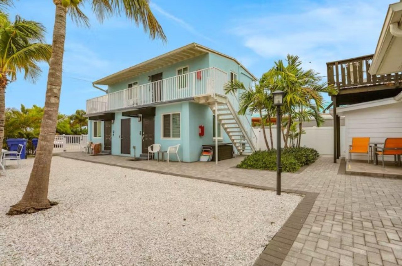 The complex is tropical and quaint.