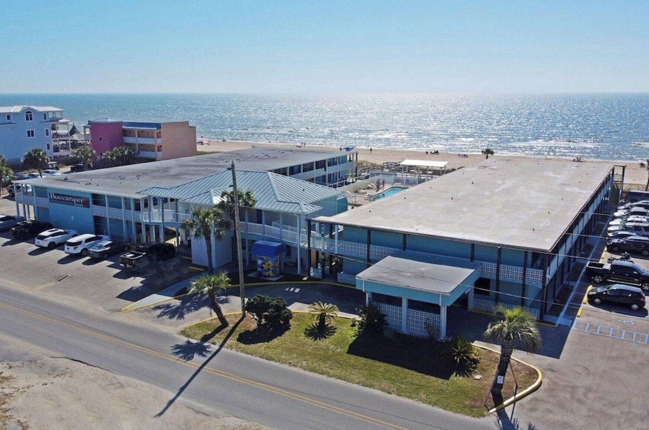 Aerial view of Buccaneer Inn in St. George Island, Florida