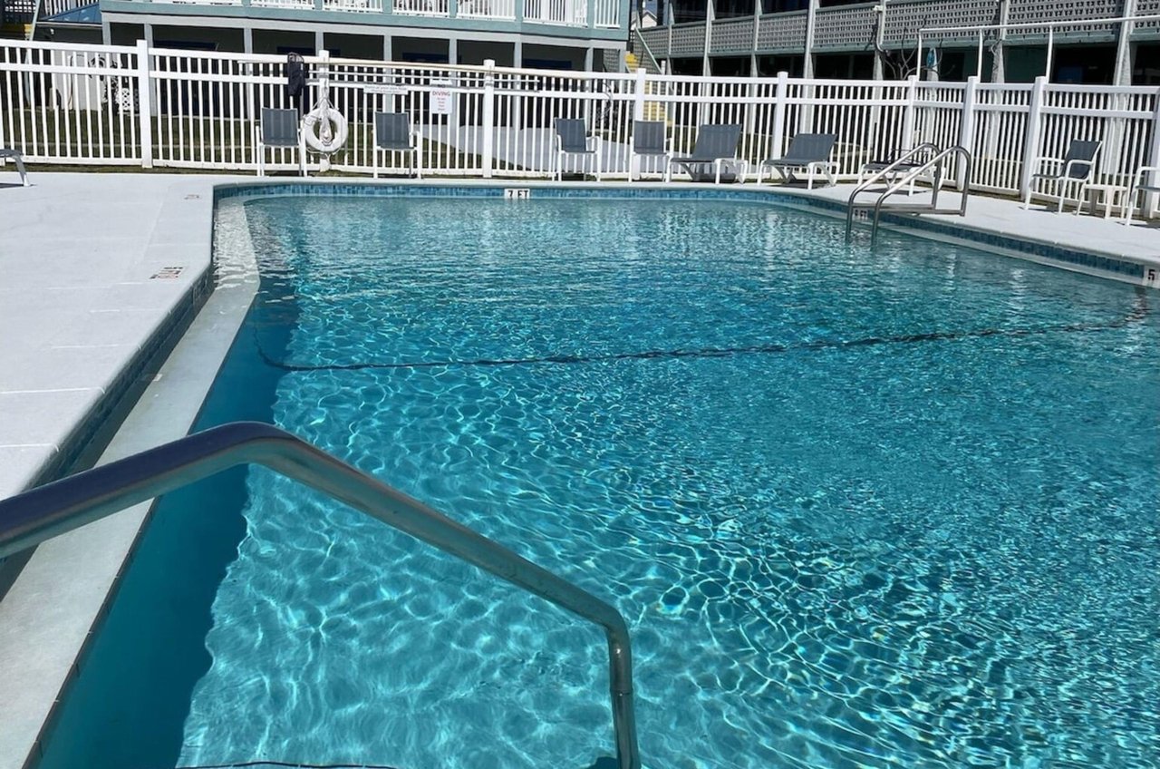 The outdoor swimming pool at Buccaneer Inn in St. George Island, Florida