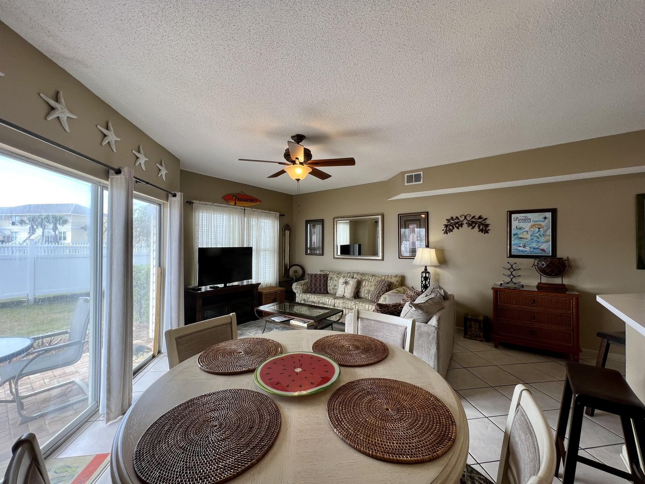 Dining area and living room