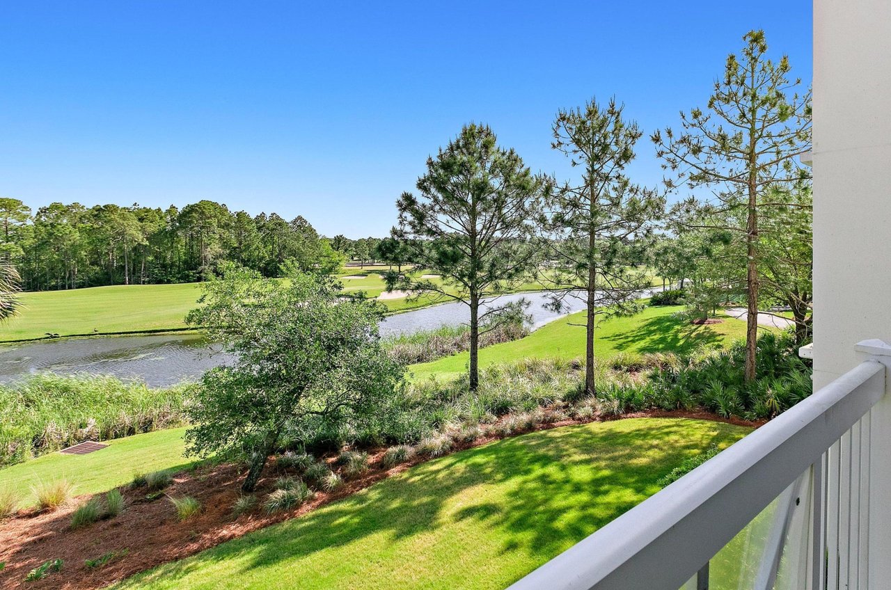 A view of the golf course from a private balcony