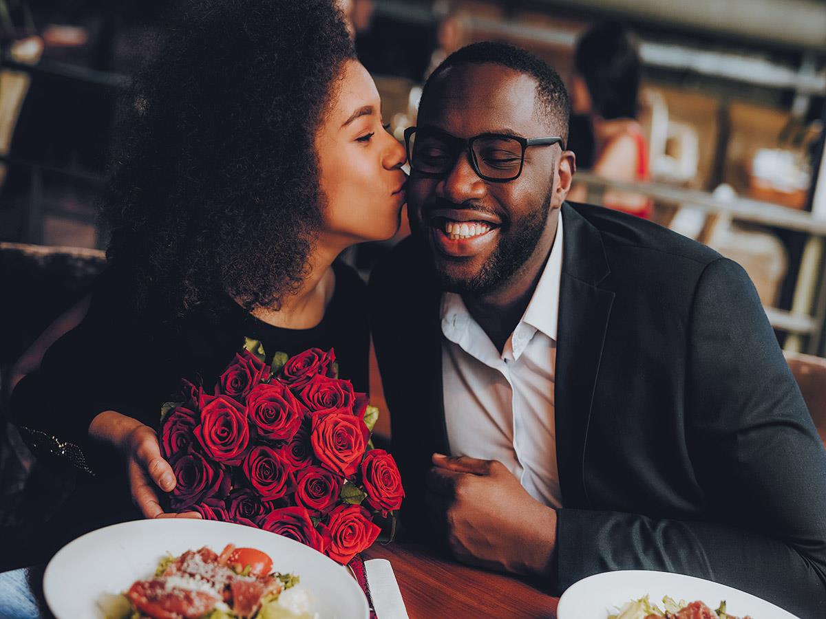 a young couple enjoying a romantic dinner