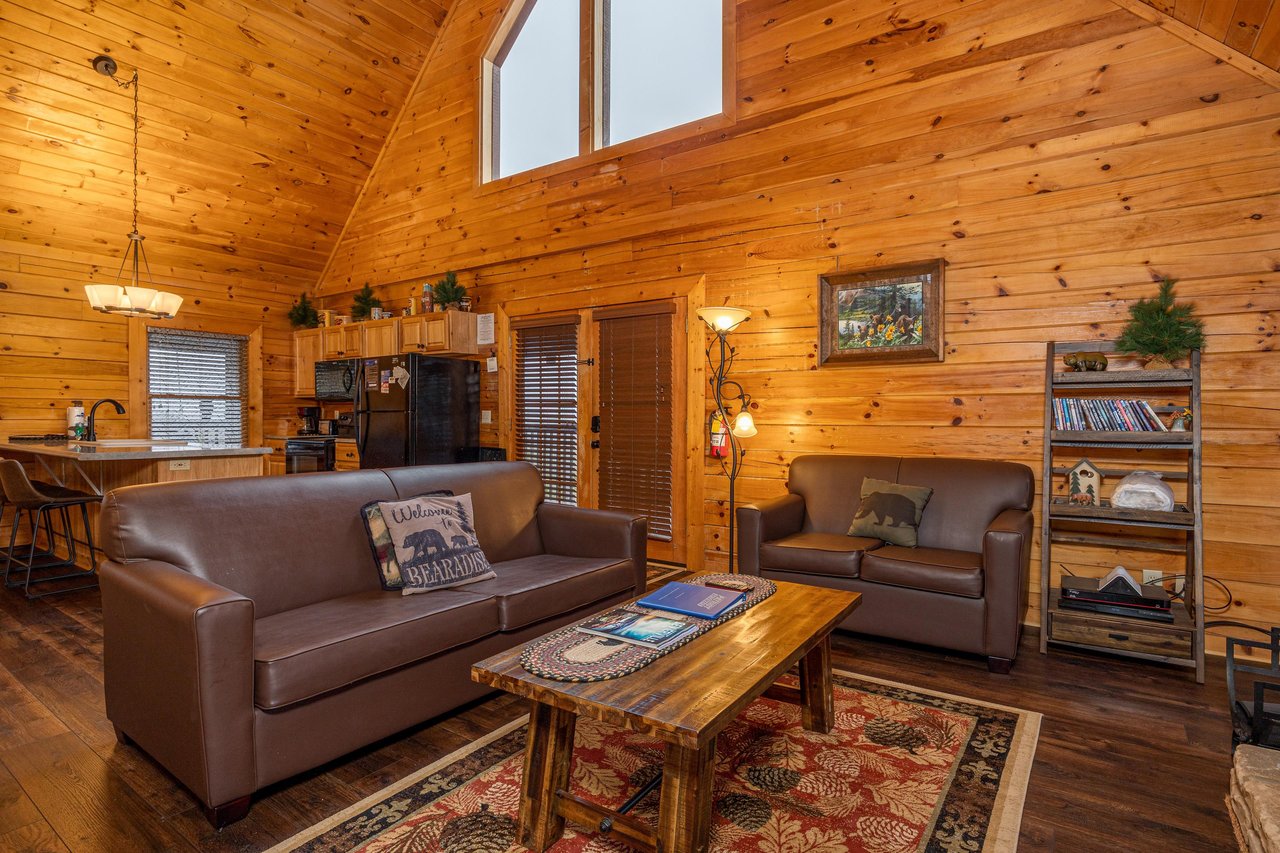 Livingroom seating at Eagles Nest, a 2 bedroom cabin rental located in Sevierville
