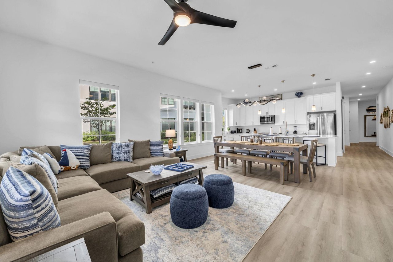 Open Concept Living, Dining, and Kitchen