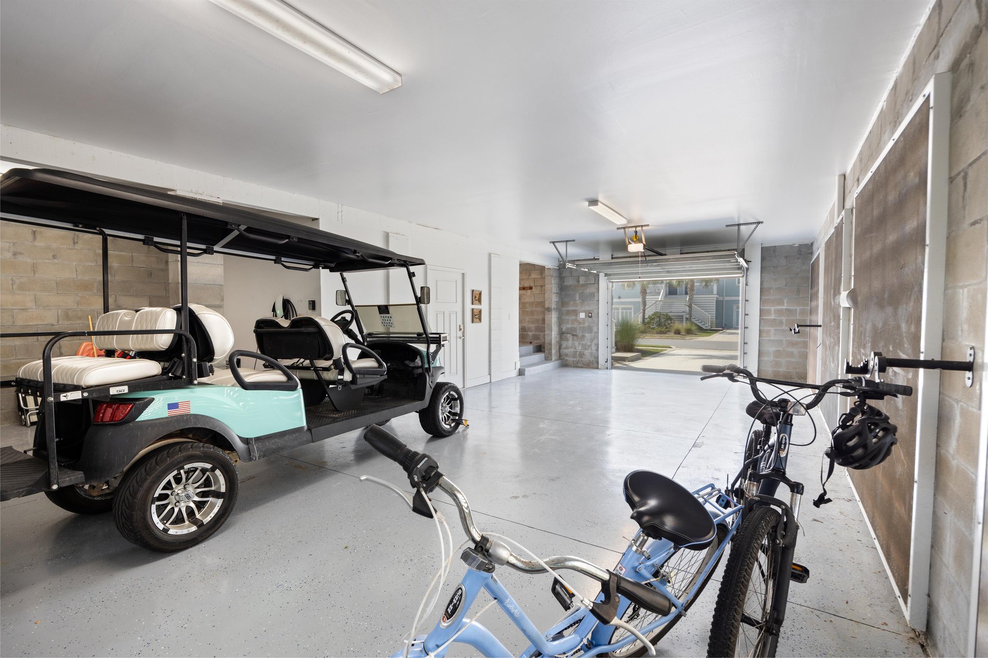 Rent this street legal golf cart for 450 a week  must sign waiver. It is allowed in the resort and on River Ride that runs alongside the resort.