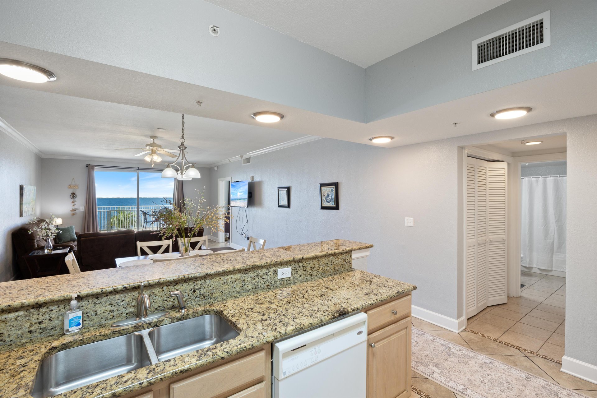 Enjoy a beautiful view while youre making coffee for breakfast or cooking dinner.