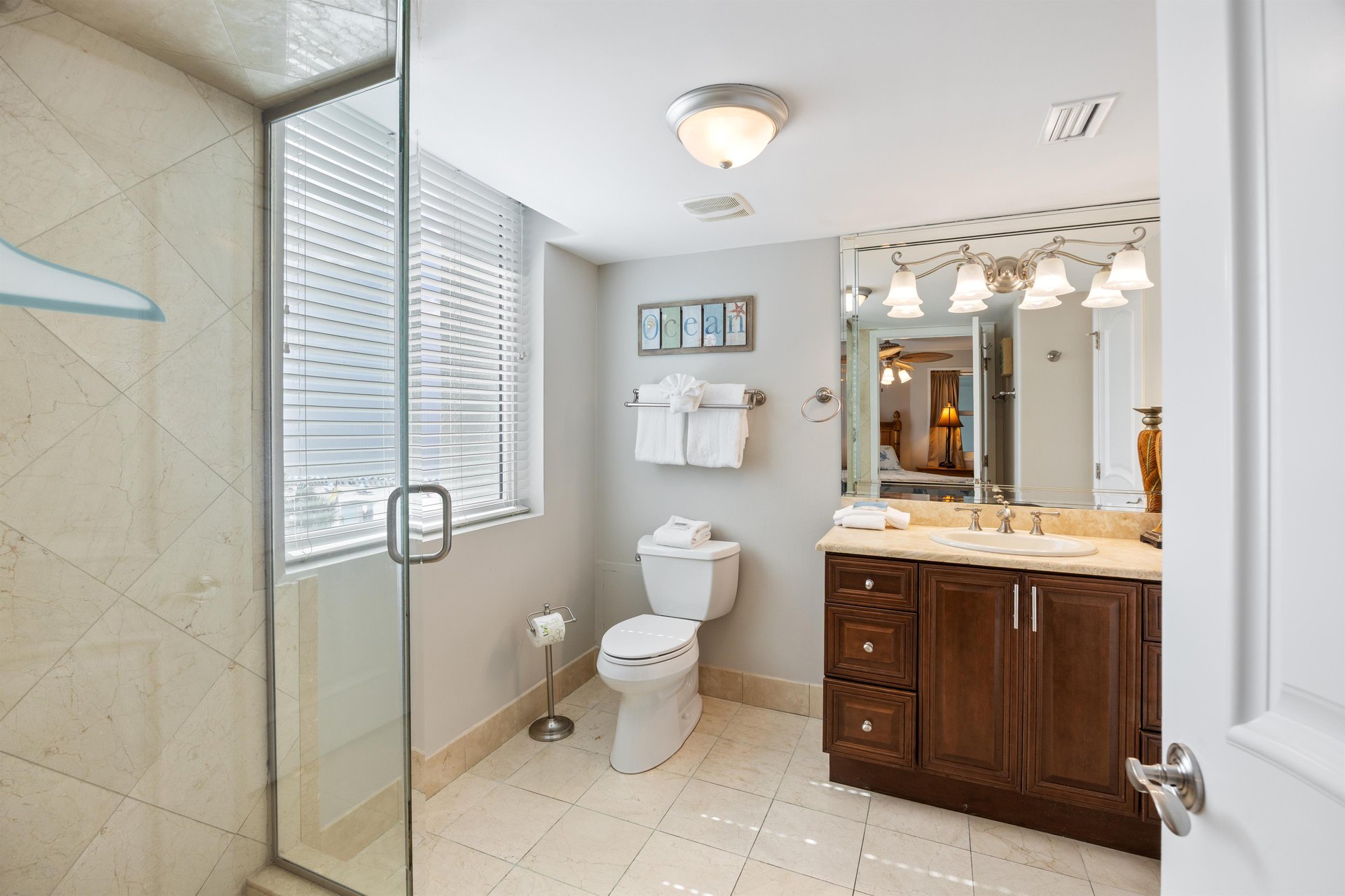 En suite primary bathroom.