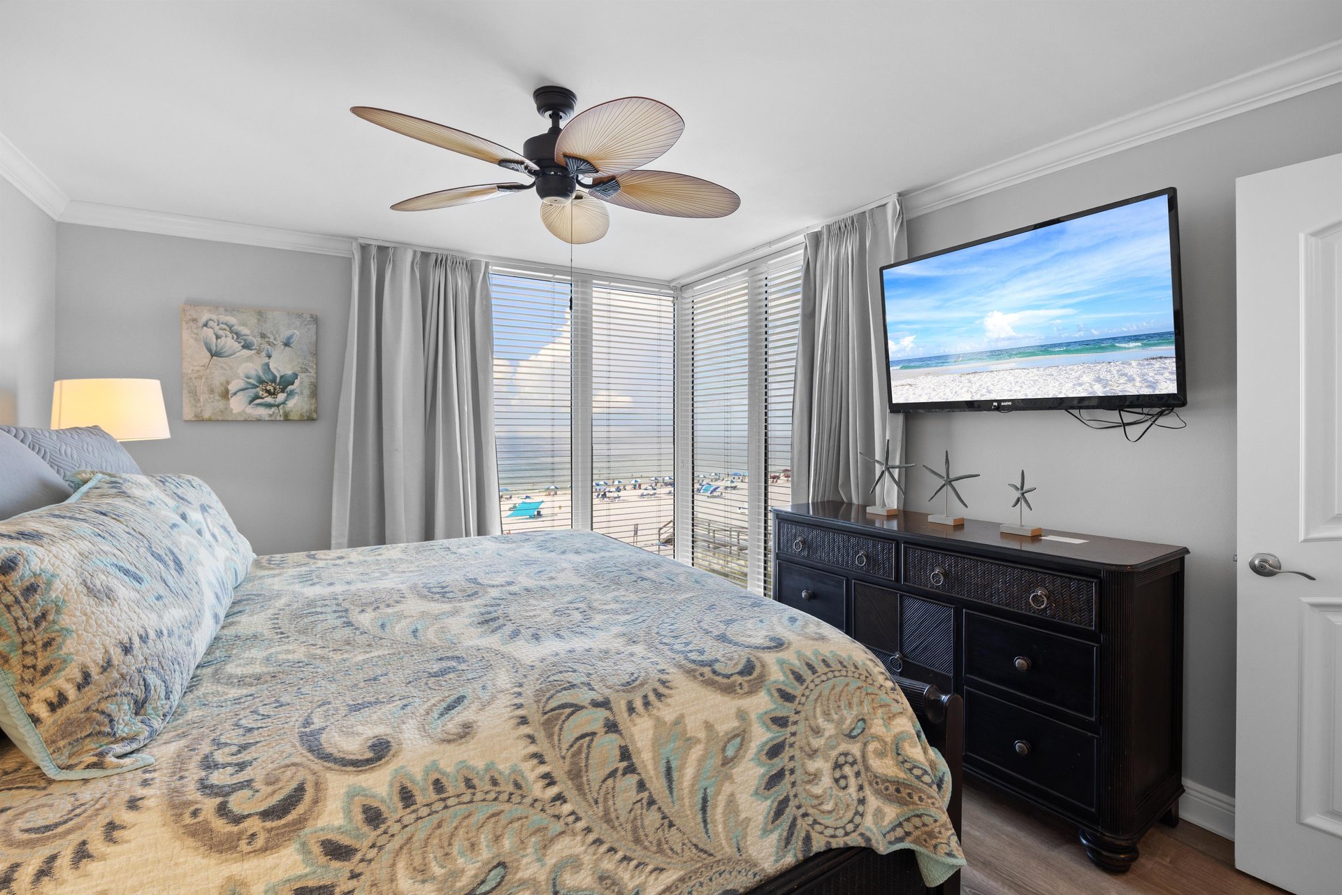 Picture windows offer the best view of the beach