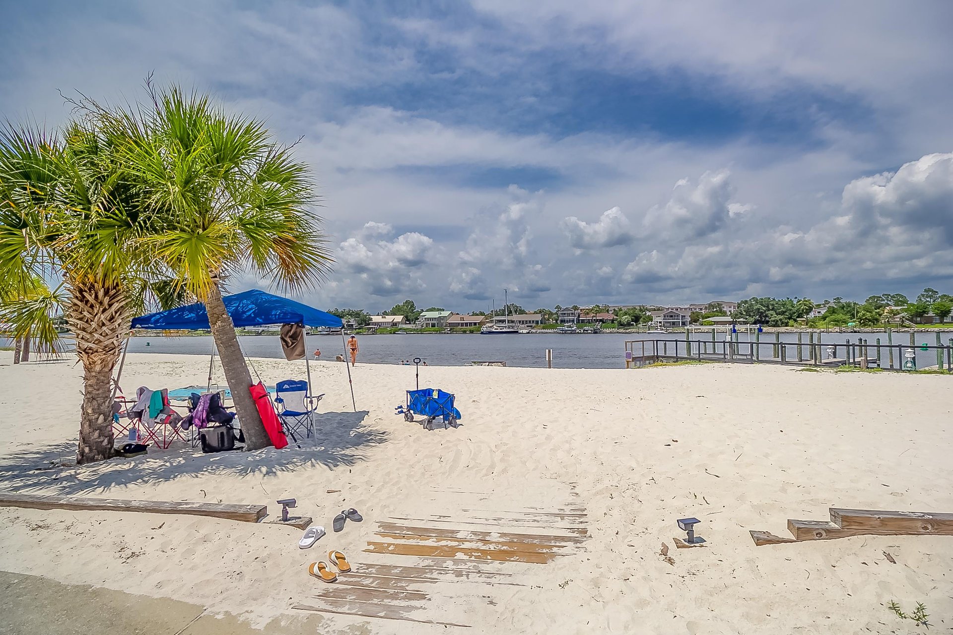 Steps away from white sands on the Intercoastal Waterway