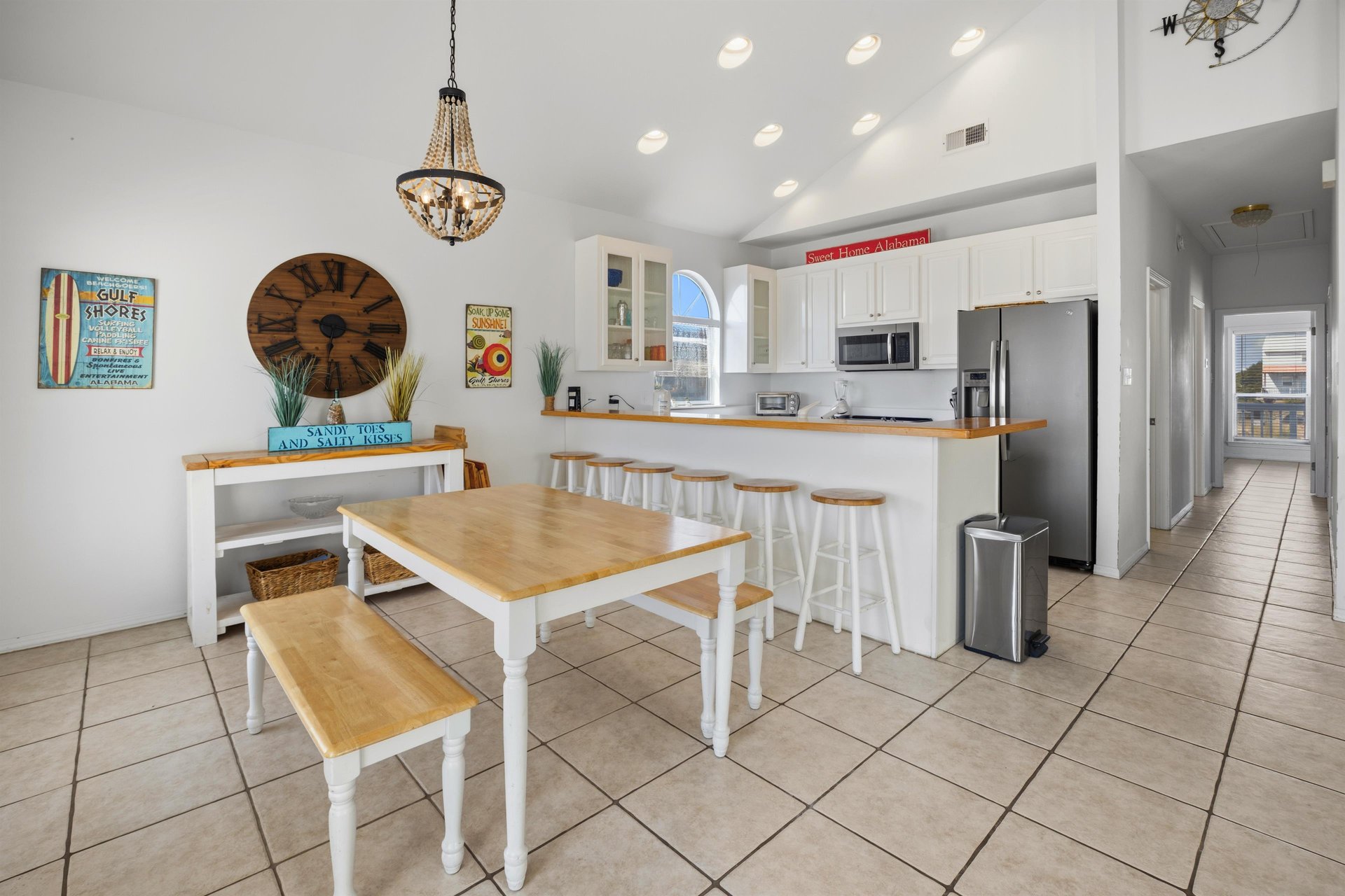 Cozy dining space for shared meals, game nights, or planning your next beach day