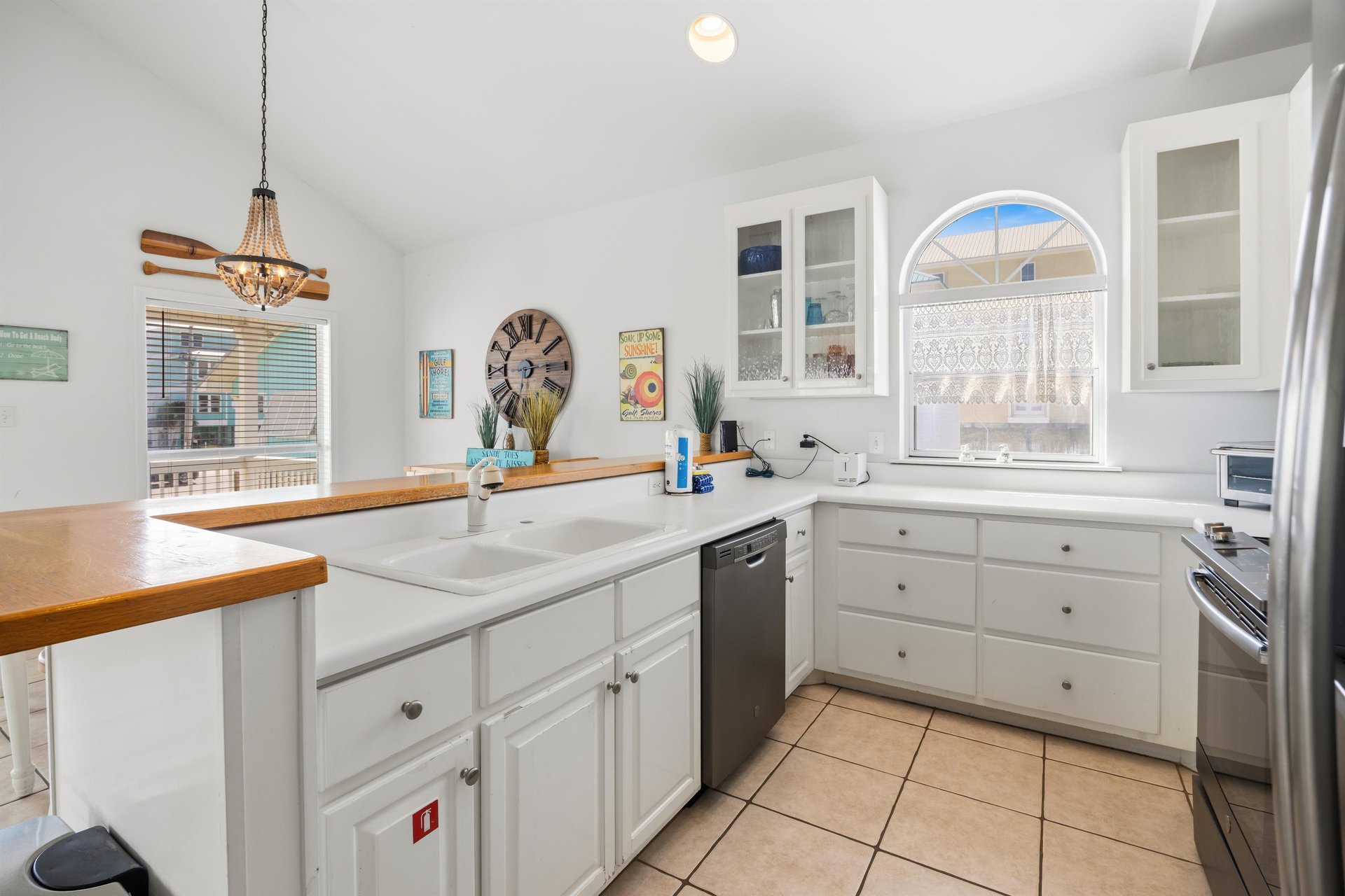 Ample prep space and seating make the kitchen both functional and social