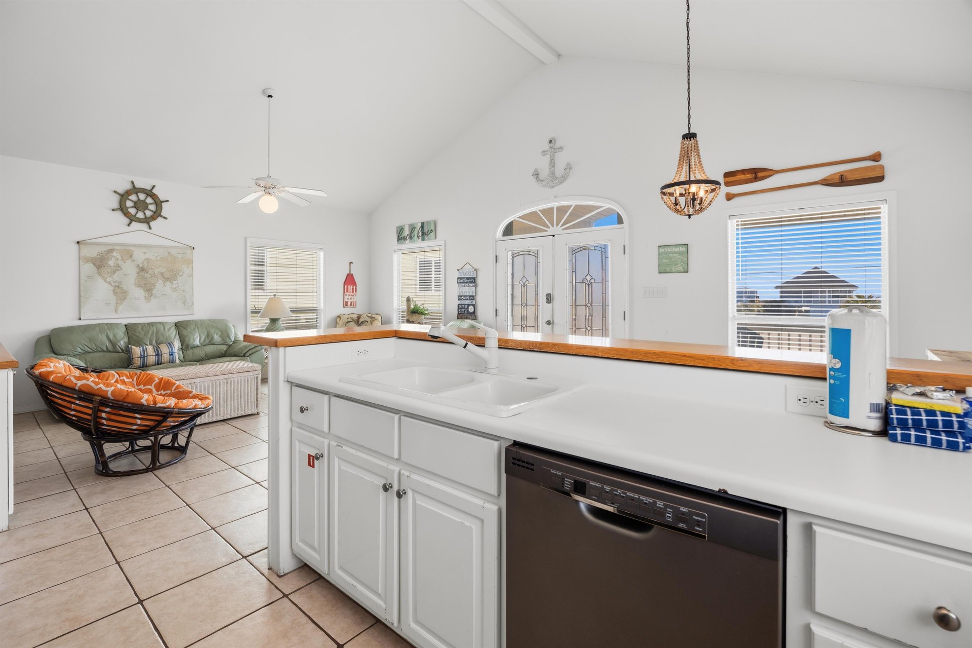 Ample prep space and seating make the kitchen both functional and social