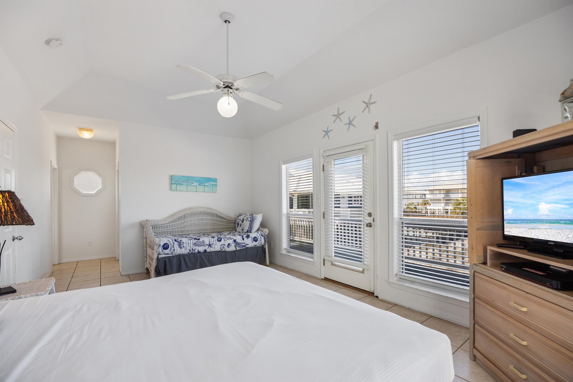 Comfortable bedroom designed for a restful night after a full day in the sun