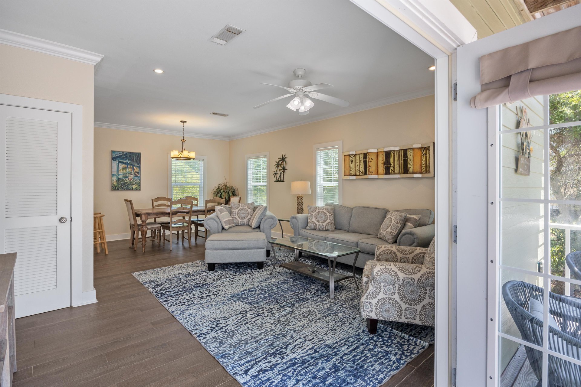 Comfortable, open living space where weve spent many evenings relaxing after full days around Perdido Key. Also, outside the condo, theres more included with your stay than most guests expect  free