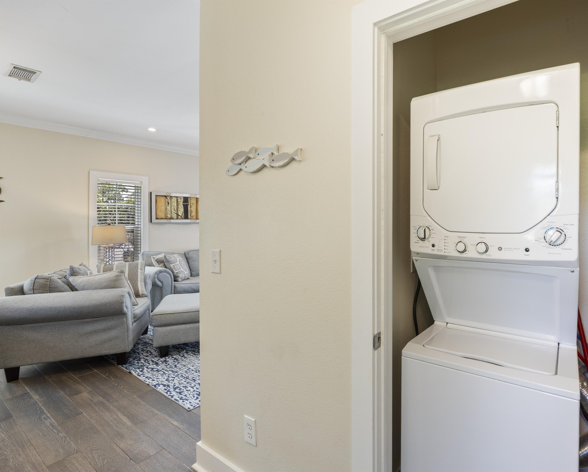 Inunit washer and dryer—one of those small conveniences that makes a big difference on longer stays