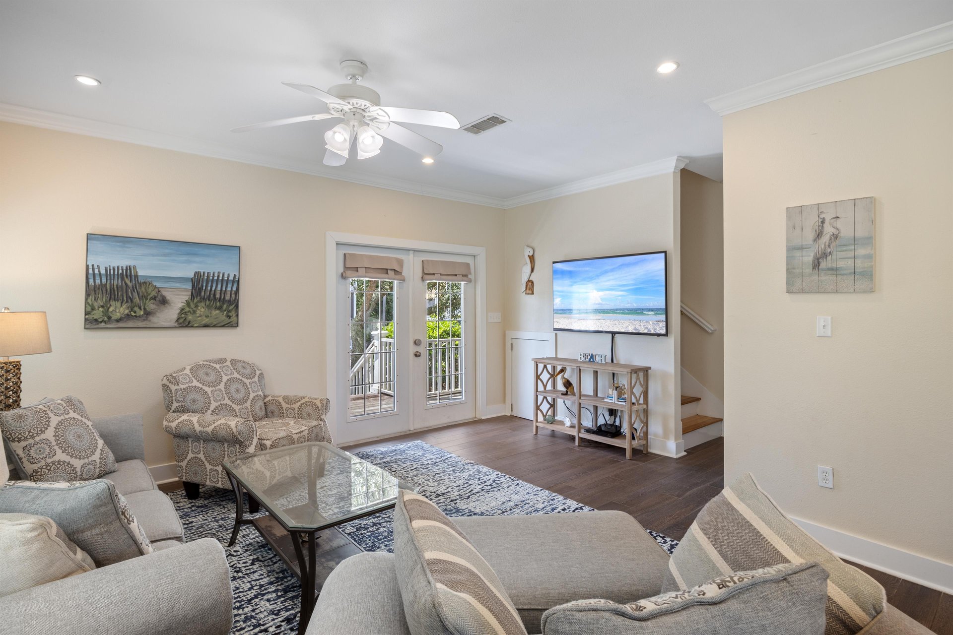 Comfortable, open living space where weve spent many evenings relaxing after full days around Perdido Key