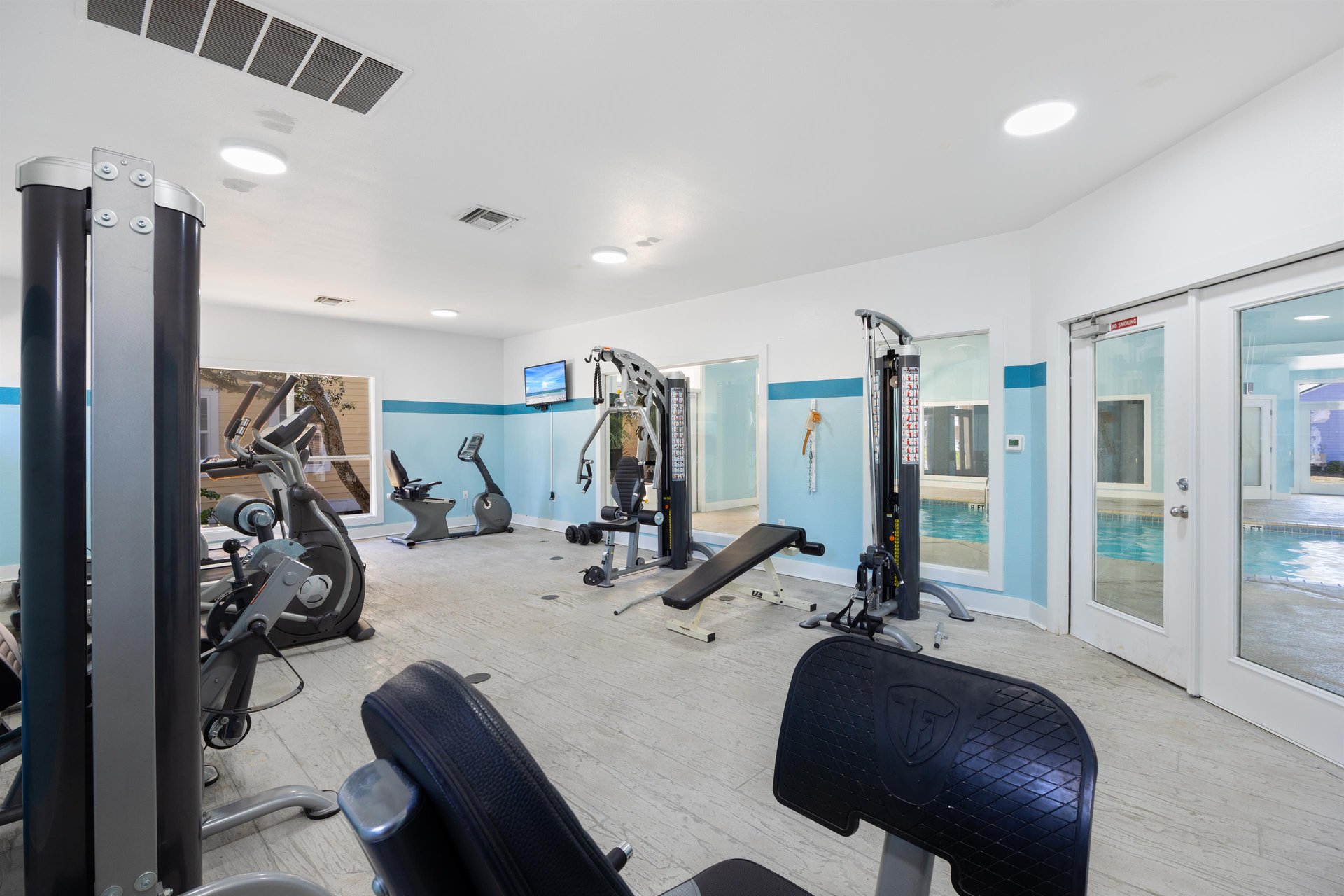 Onsite fitness center for keeping up with your routine while youre away