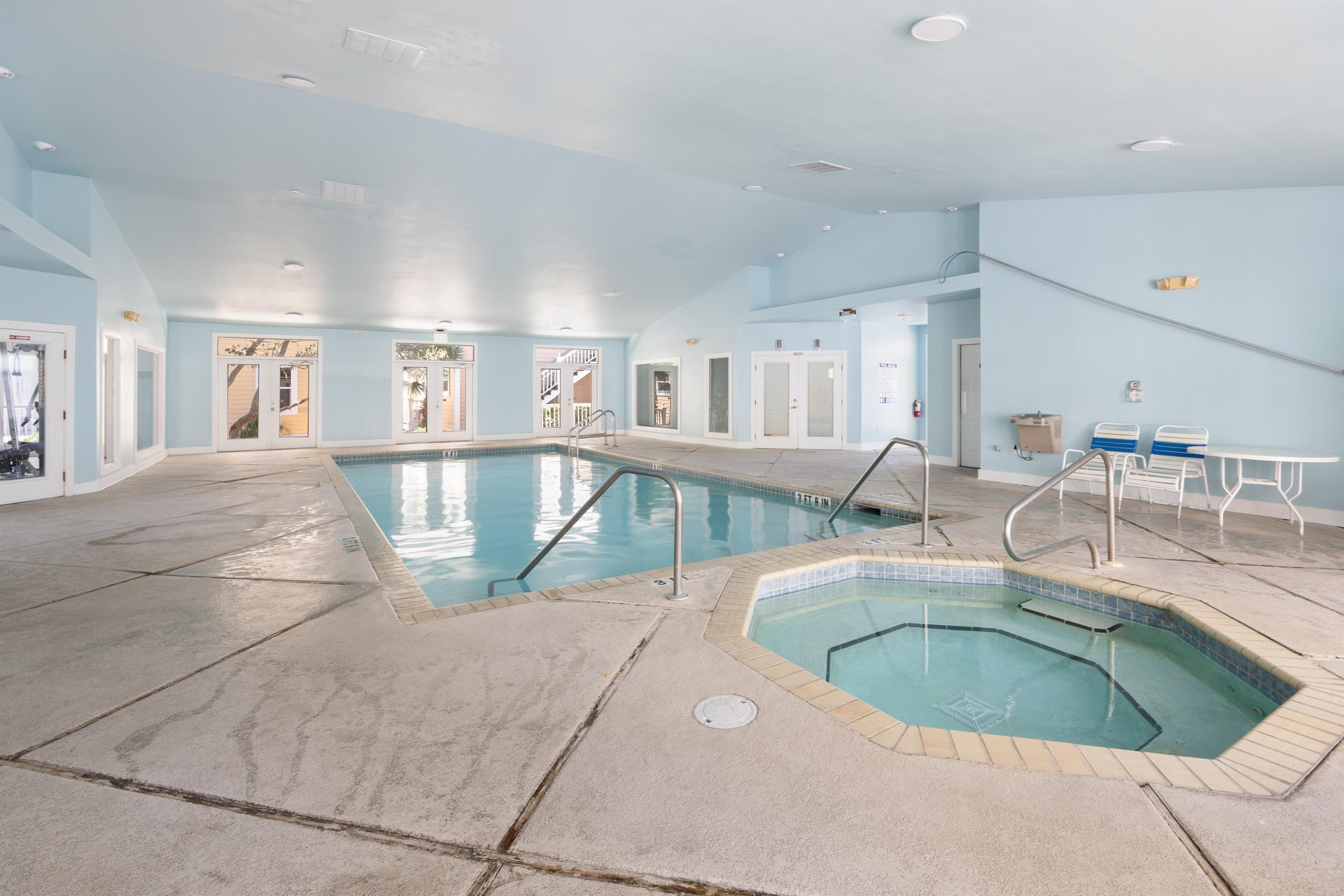 Indoor hot tub—great way to relax after a long day at the beach or out on the water