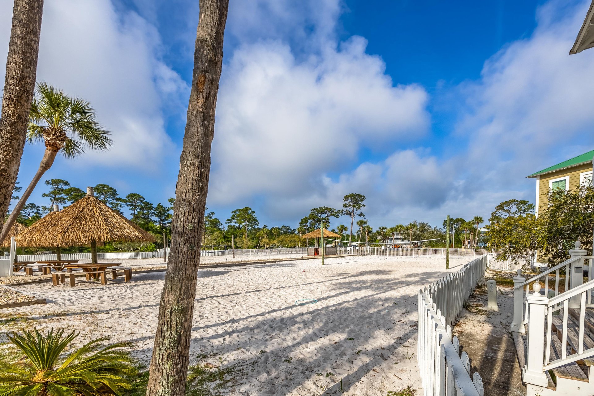 Sand volleyball court just off the pool deck—fun for families and groups looking to stay active