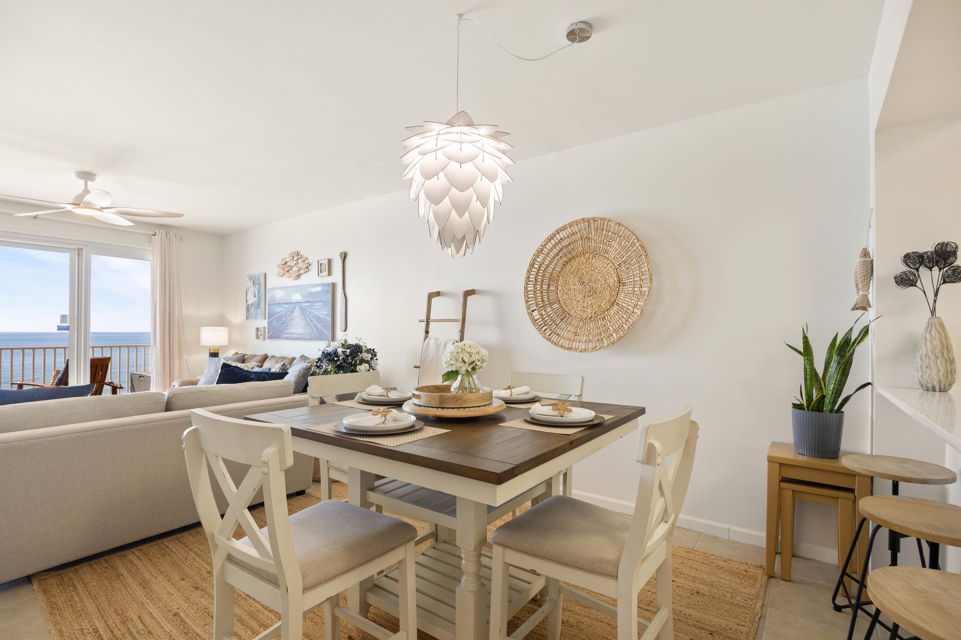 Coastal modern mixed with a bit of beach boho creates an appealing aesthetic.