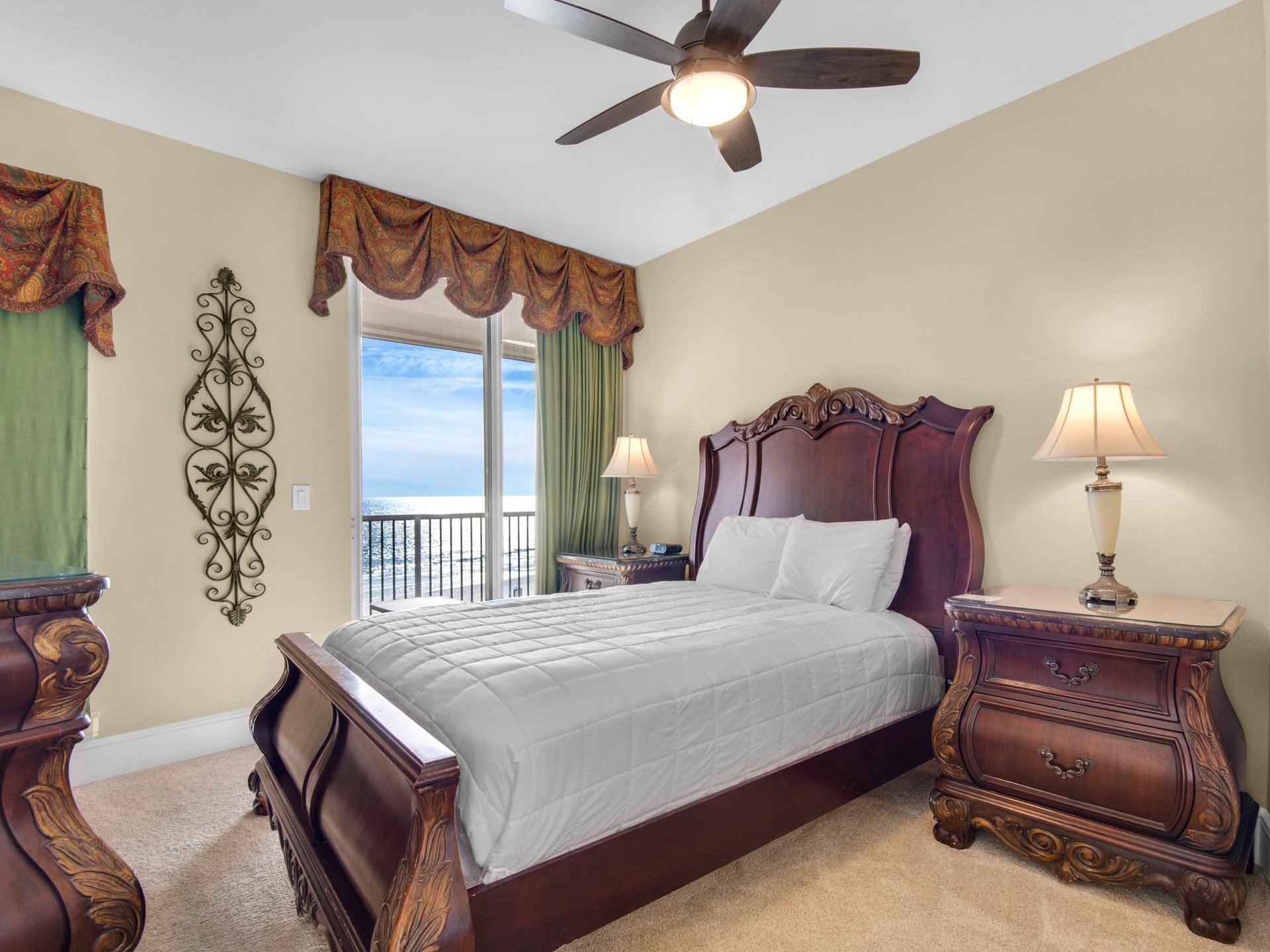 Bedroom 2 with Queen Bed and Balcony Access Providing Gulf Views