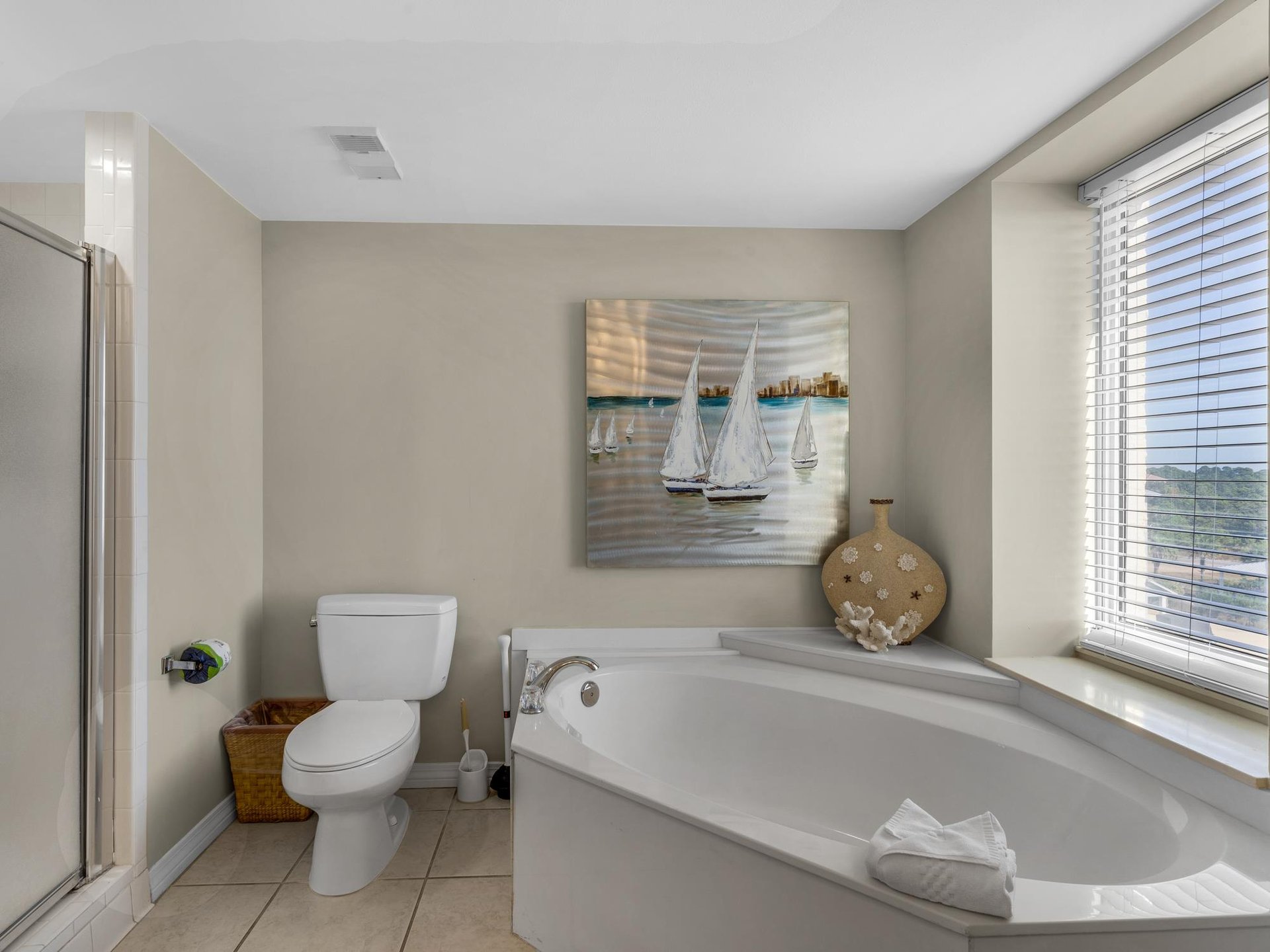Primary Bathroom with Walkin Shower and Soaking Tub