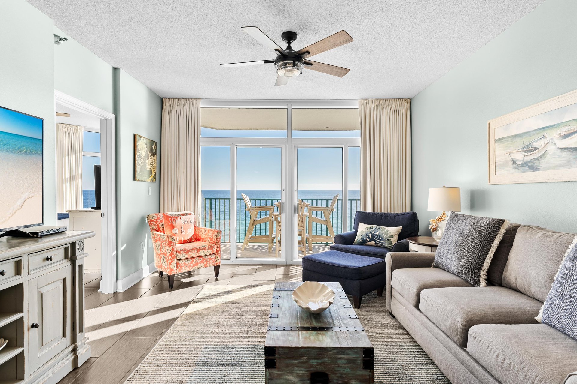 Private Balcony Access from Living Room with Gulf Views