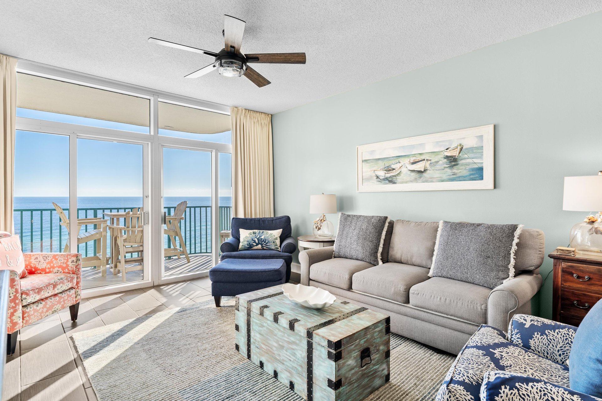 Living Room with Beautiful Gulf Front Views