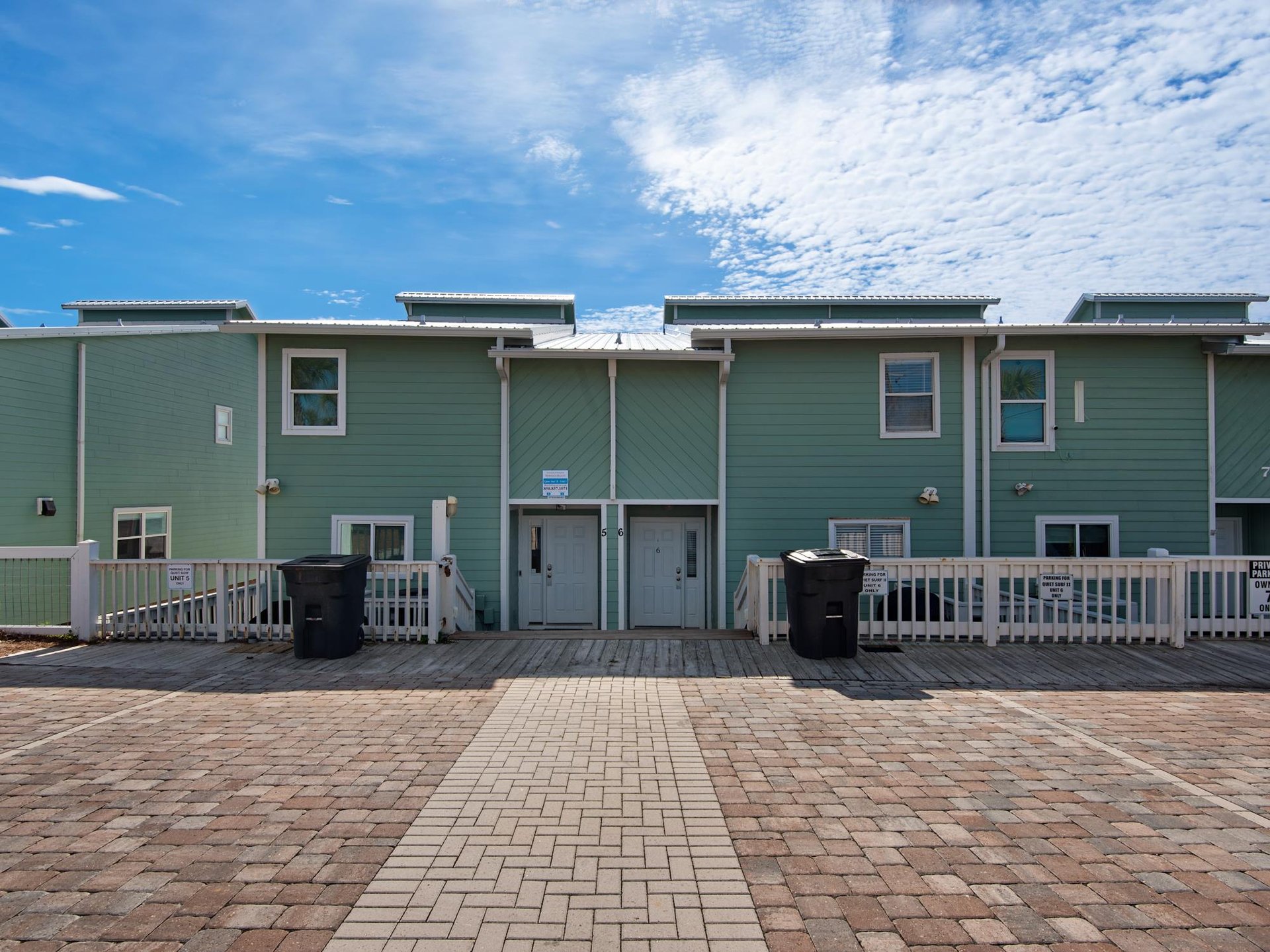 Unit 6 and Unit 5 Parking with Propane Grill on Front Porches